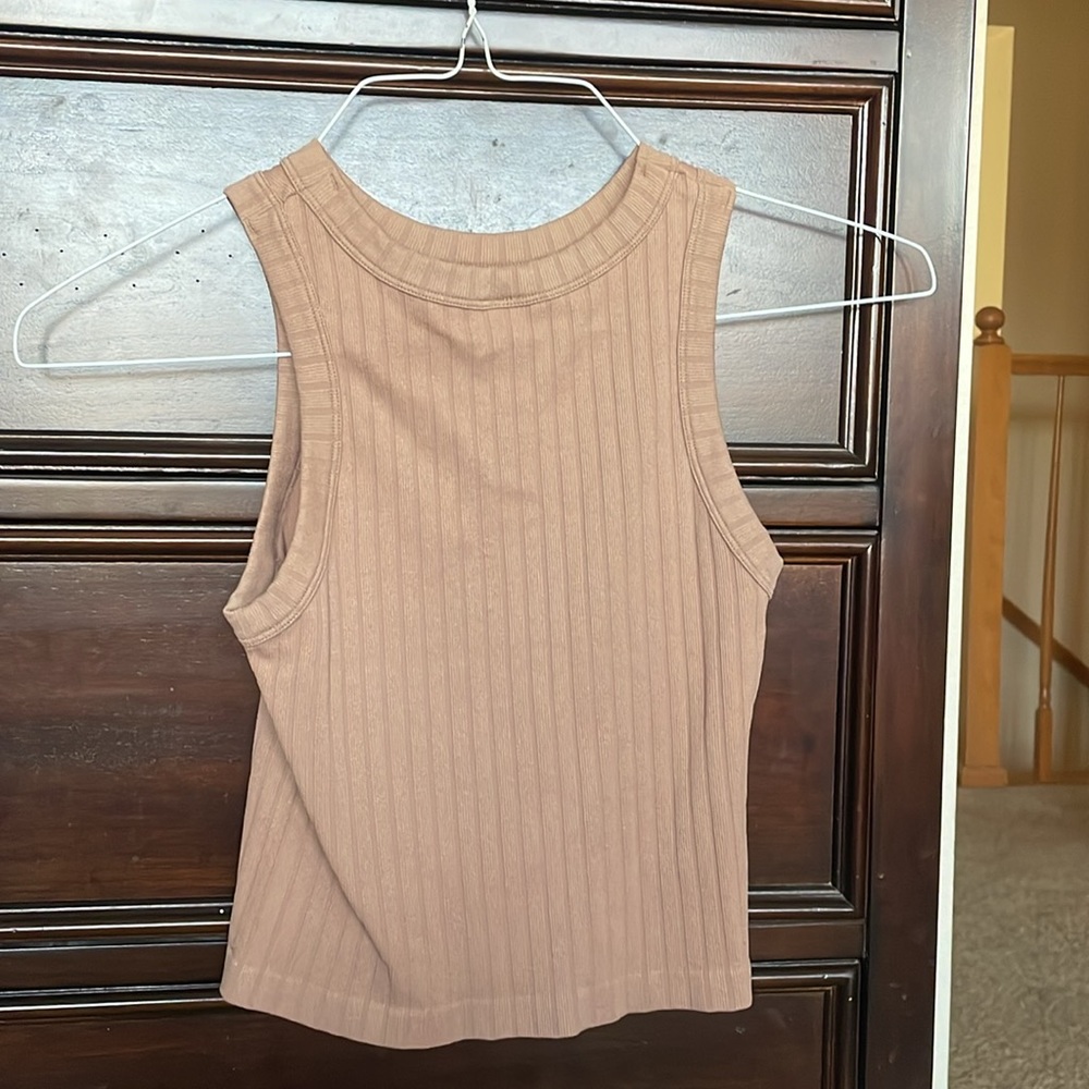 Sleeveless Ribbed Tan Top - Picture 2 of 4